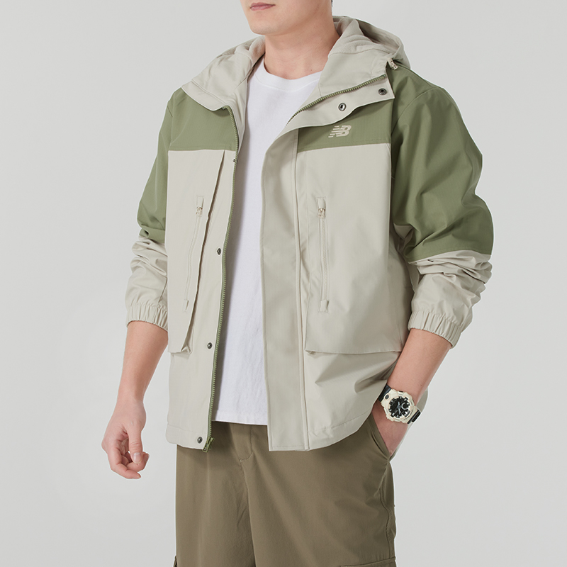 New balance NB梭织夹克男装2025秋季新款加绒保暖运动服连帽外