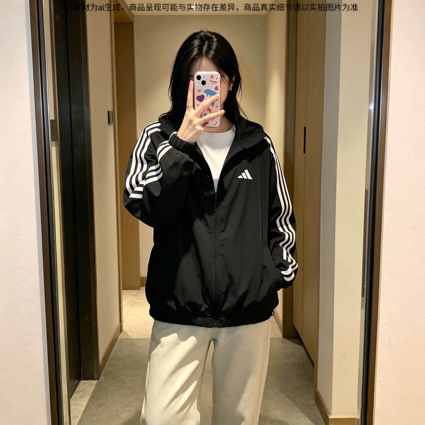 Adidas阿迪达斯正品运动服女款秋季新款梭织夹克宽松休闲上衣外套