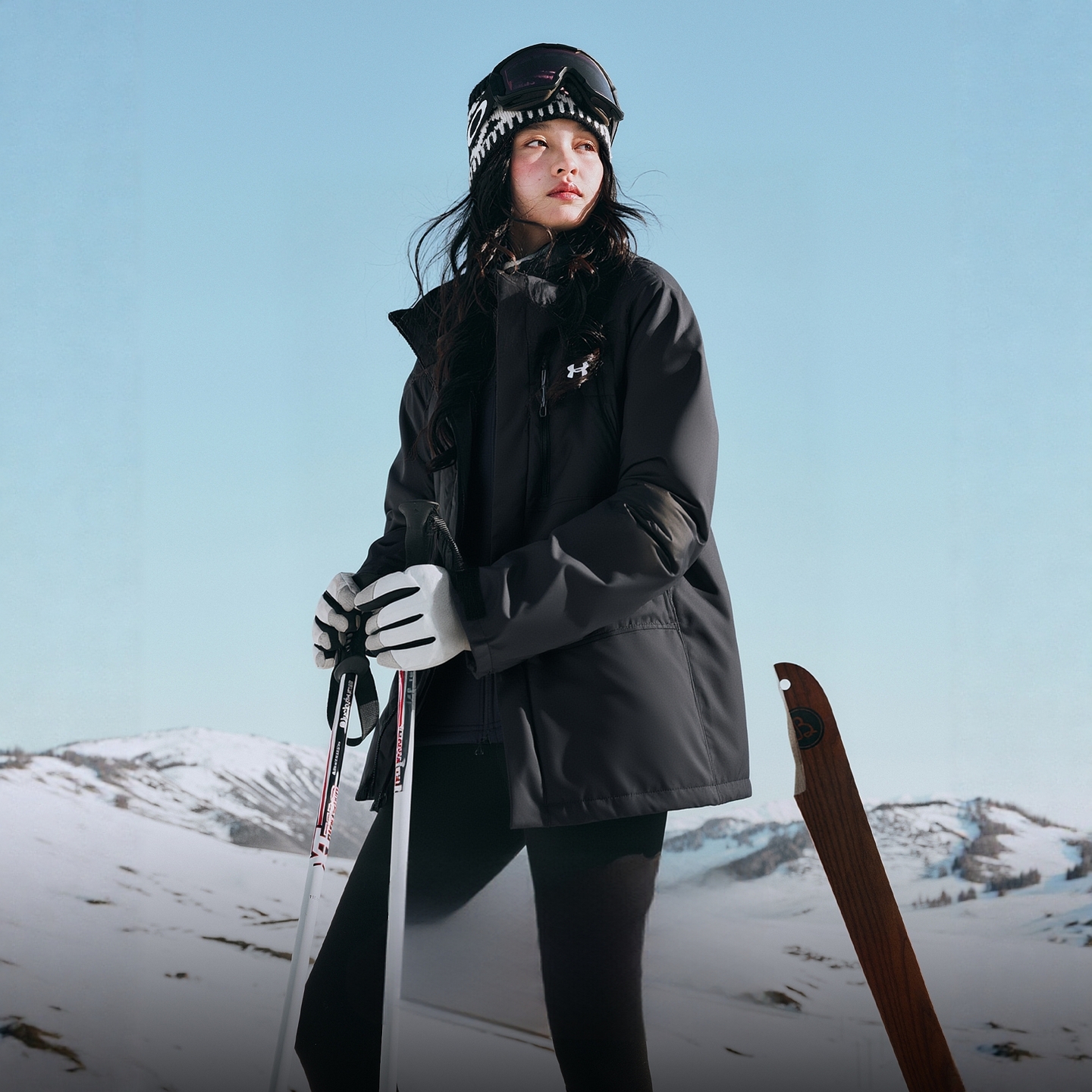 安德玛外套女装官方正品秋冬户外健身跑步黑色三合一夹克冲锋上衣