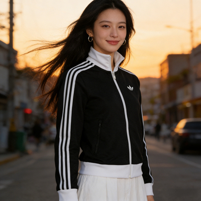 阿迪达斯三叶草立领夹克外套女装2026春新款针织休闲运动服KD7969
