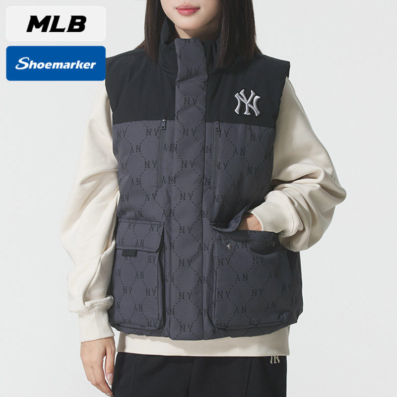 MLB男女款羽绒马甲2025春季新款保暖宽松背心情侣运动服3ADVM0156