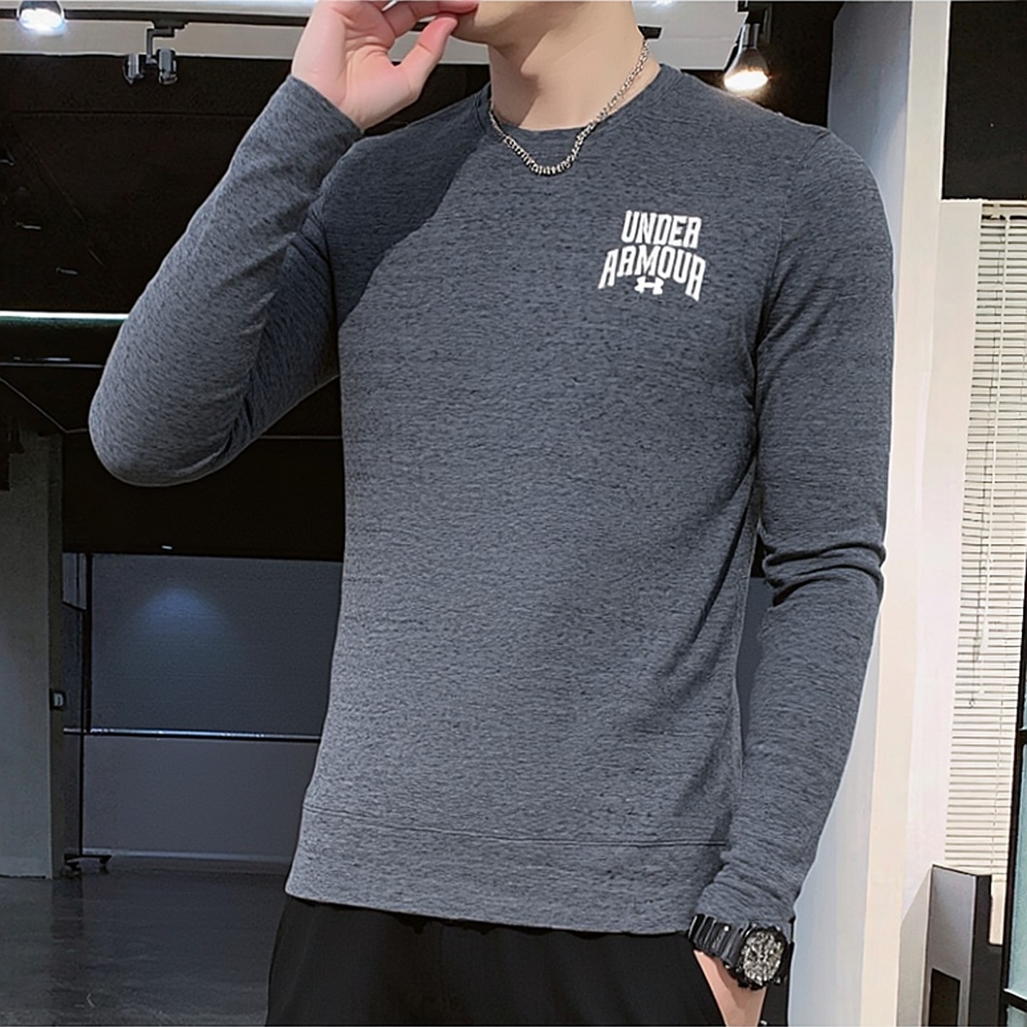 UA安德玛卫衣男装 25冬季新款跑步运动上衣休闲时尚套头衫1379764