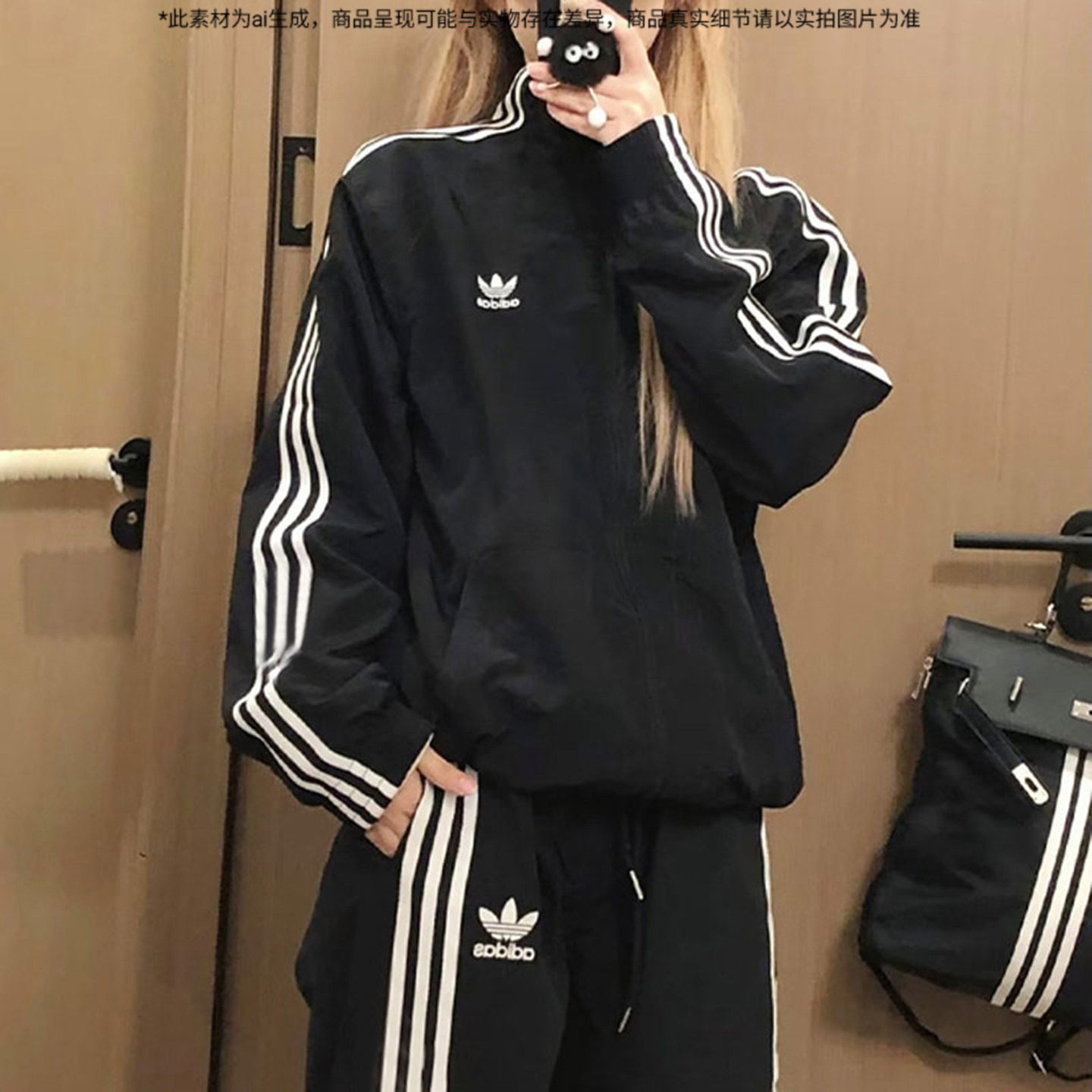 Adidas阿迪达斯官方正品外套女新款三叶草宽松夹克男款休闲运动服