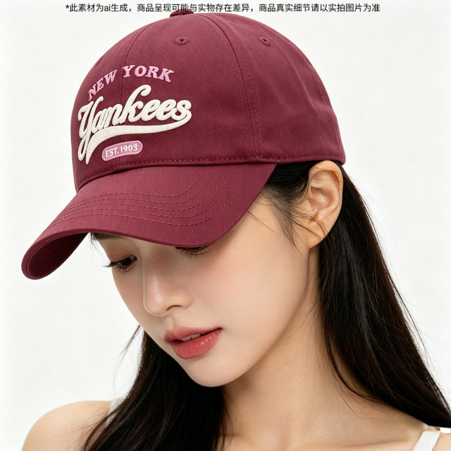 MLB官方男女帽子2026春季新款运动帽酒红色鸭舌帽情侣遮阳棒球帽图片