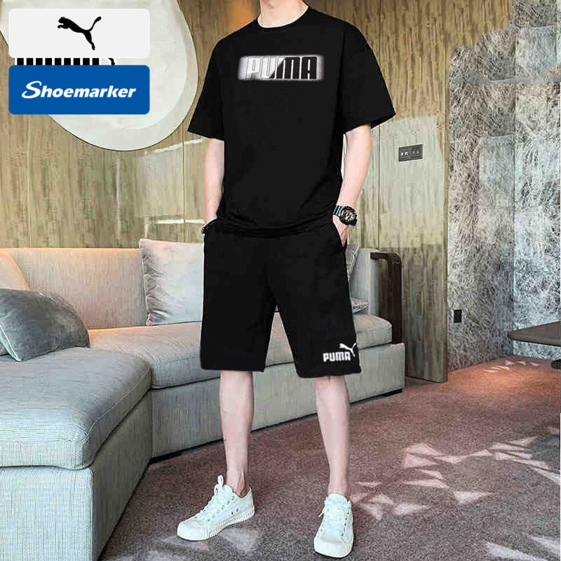 Puma彪马男士运动套装2026春季跑步休闲情侣t恤两件套短袖短裤男