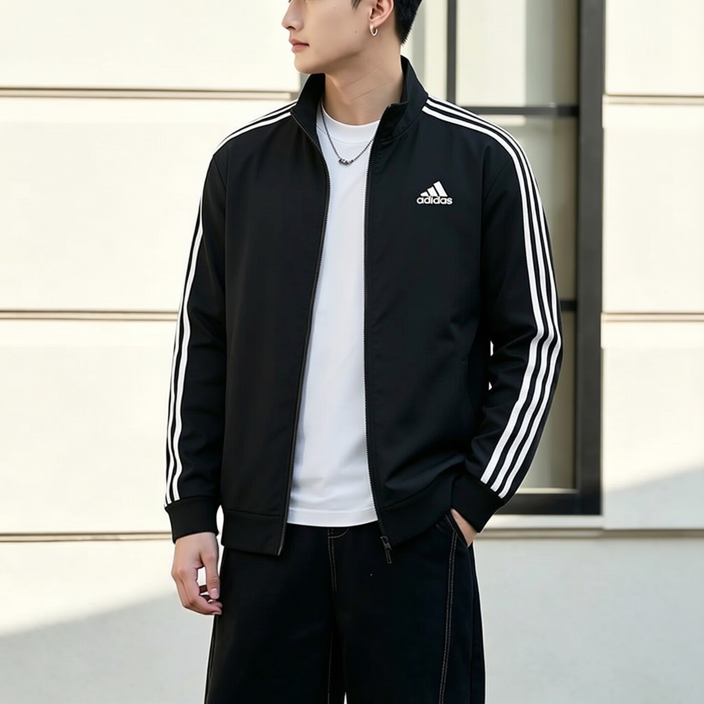 阿迪达斯外套男装2026秋季新款棒球服三条纹运动服立领夹克
