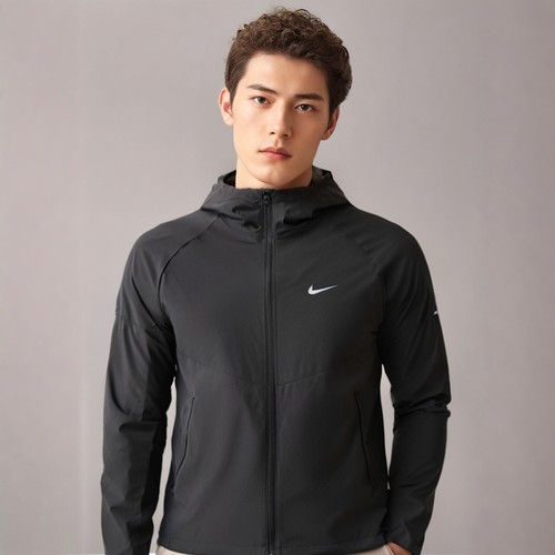 梭织面料，连帽全开襟拉链拉链