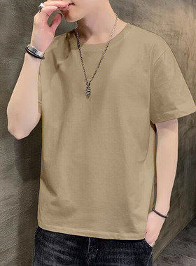 NIKE耐克卡其色短袖男装圆领半袖透气休闲T恤运动服上衣DO7393