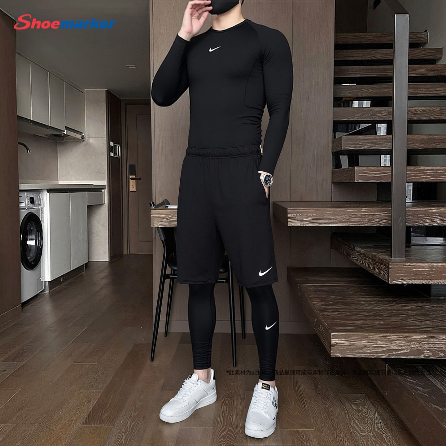 Nike耐克男士训练套装2025秋季新款健身运动服长袖T恤衫紧身长裤