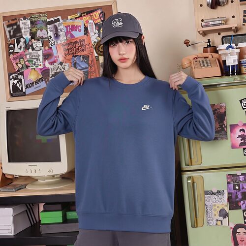 Nike耐克官方正品女生宽松蓝色卫衣秋季新款休闲运动男款长袖T恤