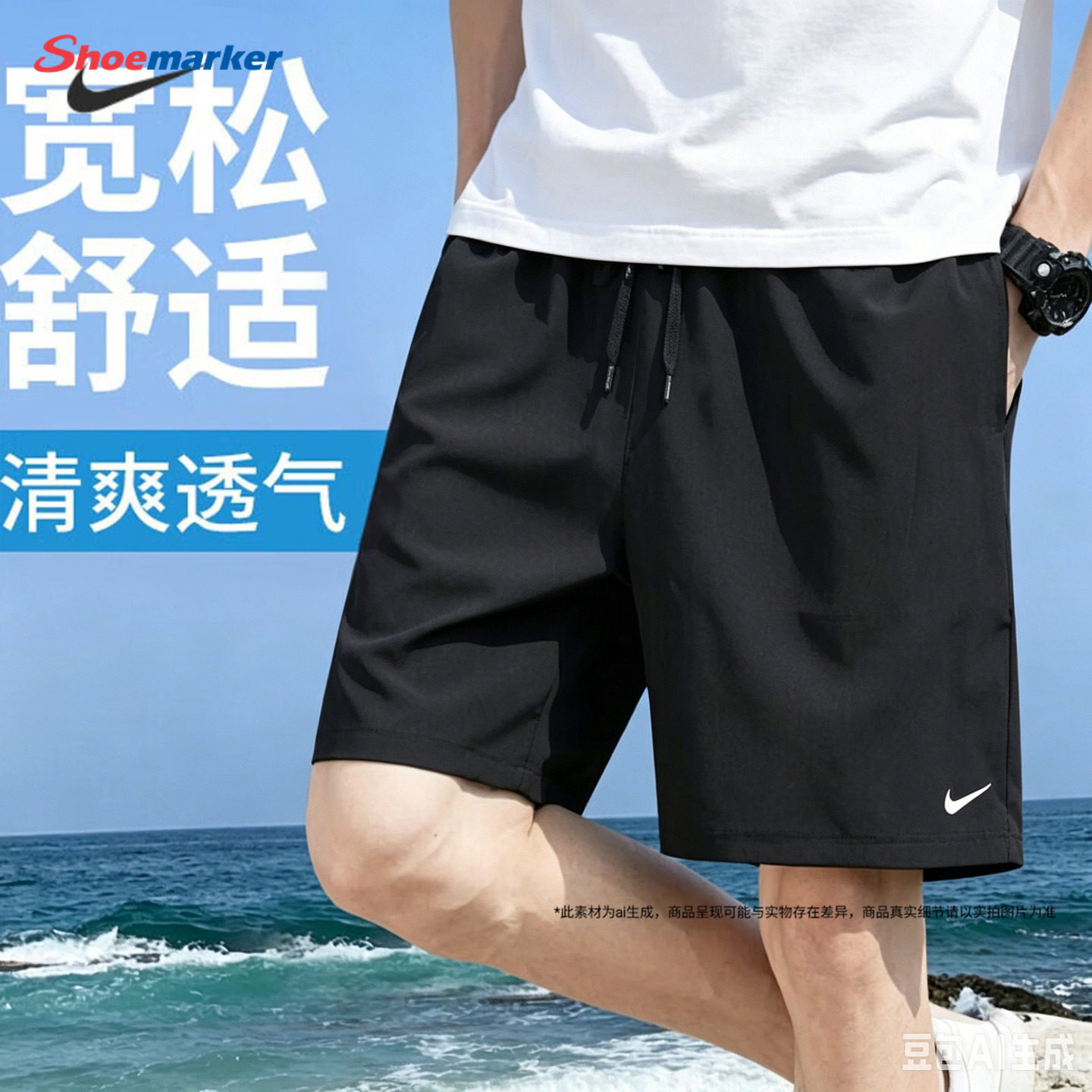 Nike耐克五分裤夏季新款黑色速干透气运动男款休闲短裤宽松DV9345图片