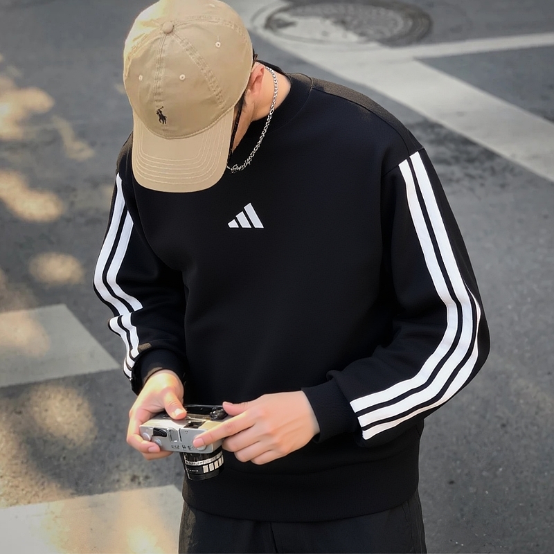 Adidas阿迪达斯官方正品卫衣男装25冬季新款运动服加绒保暖套头衫