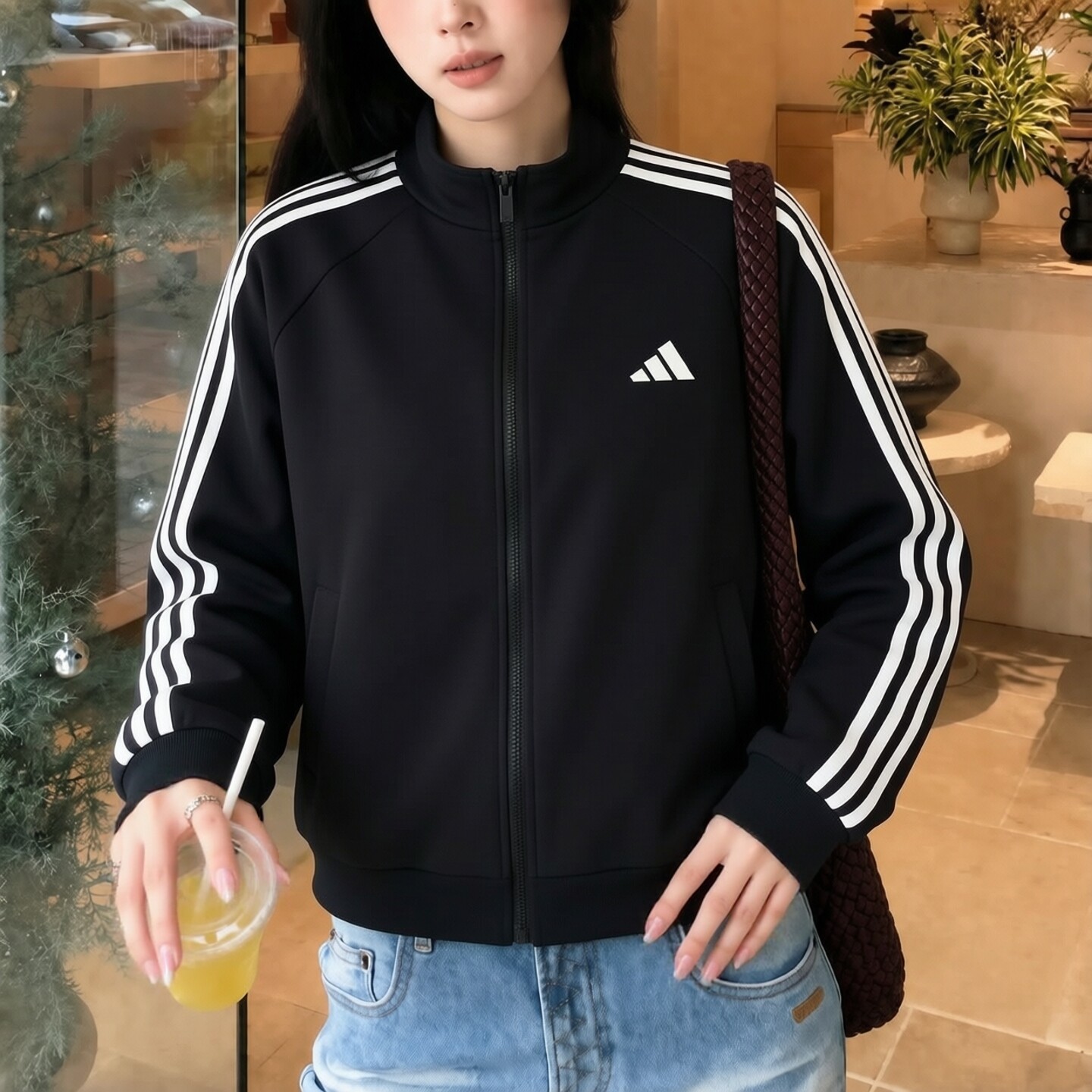 阿迪达斯女士运动夹克2026秋季新款三条纹开衫立领男款开衫上衣图片