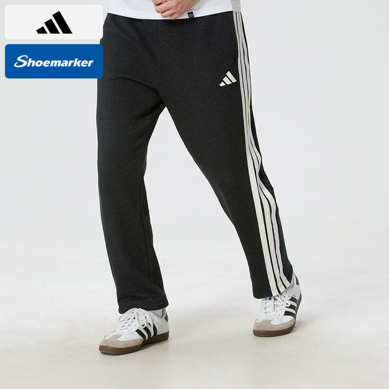 Adidas阿迪达斯三条杠运动裤男宽松透气休闲长裤黑色直筒裤休闲裤