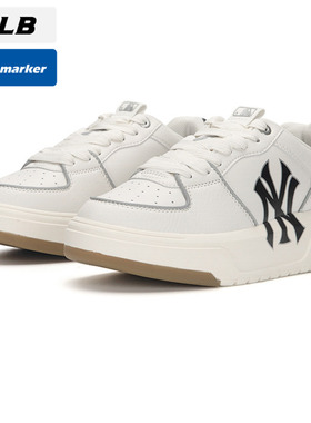 MLB官方厚底男女鞋2025新款NY白色板鞋经典休闲鞋运动鞋3ASXCA12N