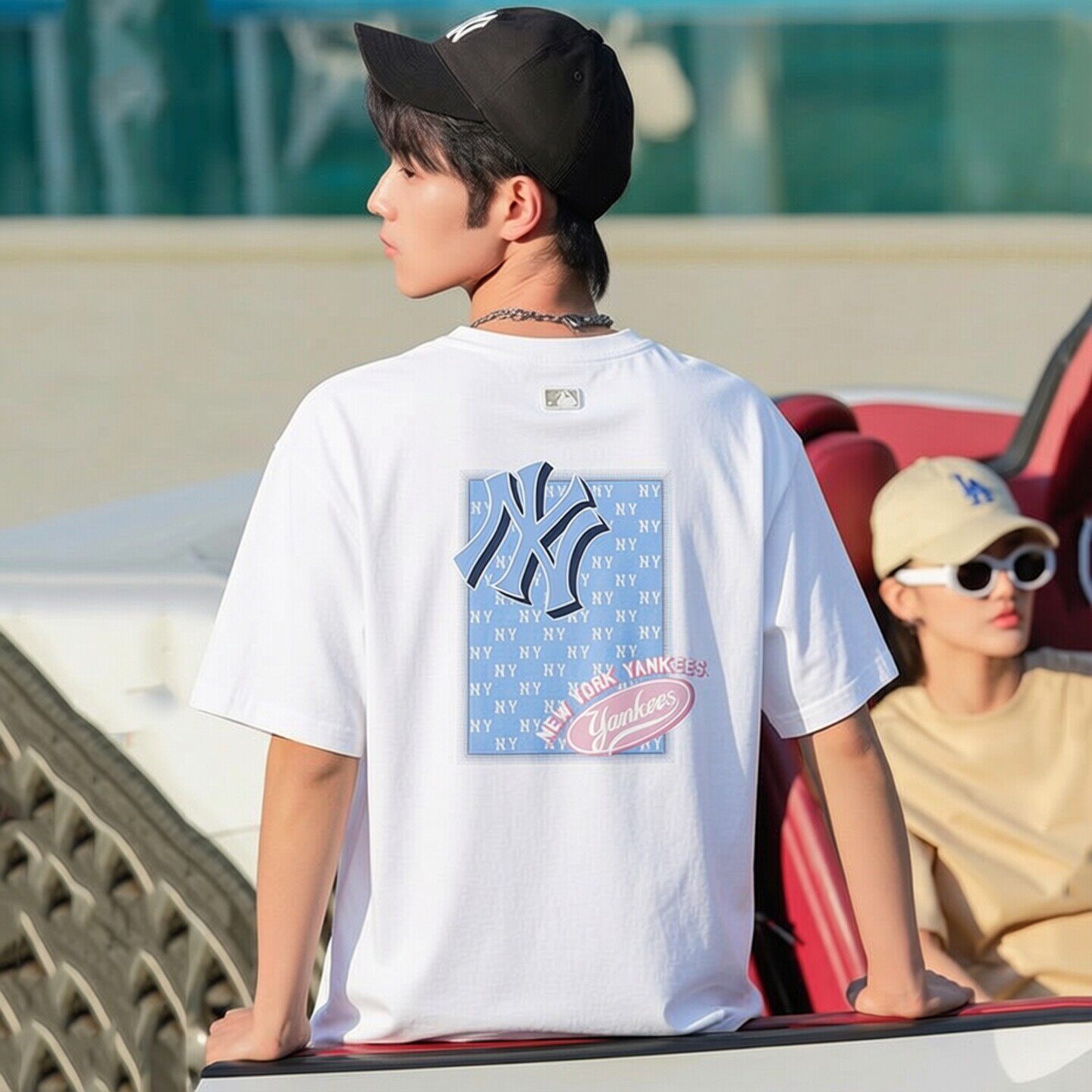 MLB官方正品男装女装26春季新款情侣运动休闲T恤白色圆领印花短袖