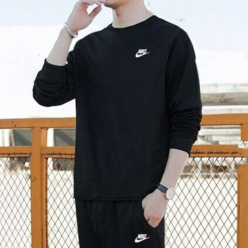 耐克男装上衣 春夏新款运动服装跑步健身时尚圆领宽松透气长袖T恤