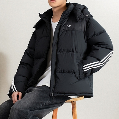 阿迪达斯三叶草男短款保暖羽绒服