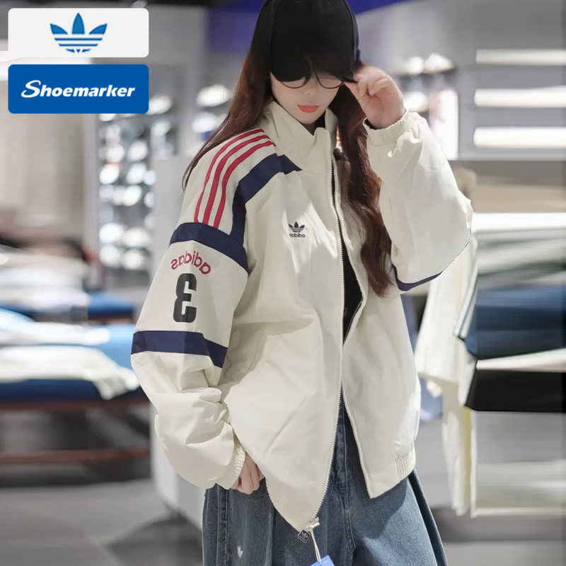 Adidas三叶草男子 时尚拼接字母可双面穿运动棉服 KC009