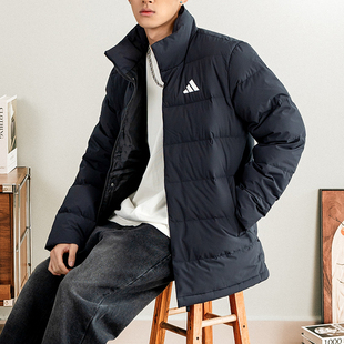 Adidas阿迪达斯高含绒量立领羽绒服男款25冬季新款黑排骨羽绒外套