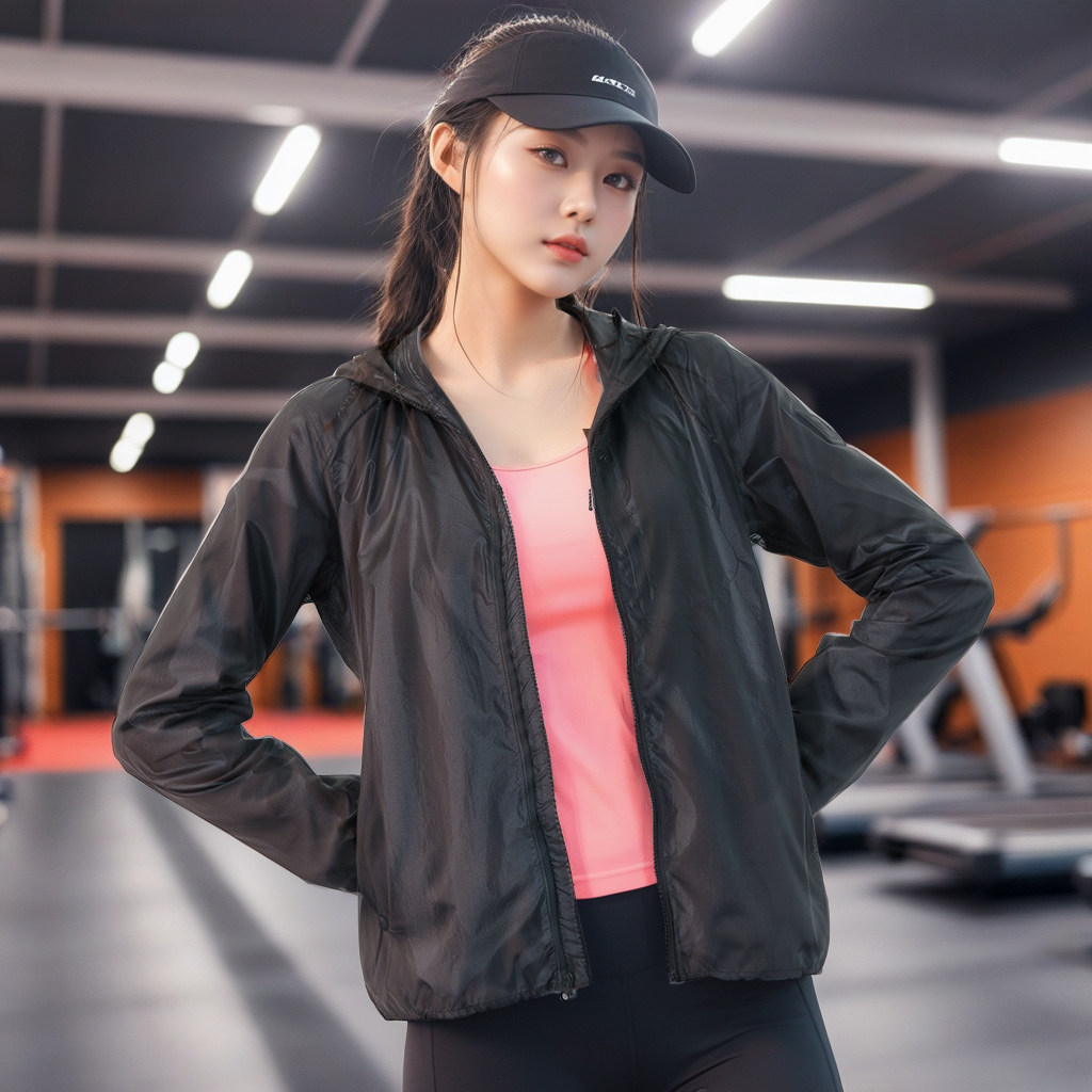 ua安德玛跑步外套女夏季新款黑色连帽运动服梭织夹克女子训练服