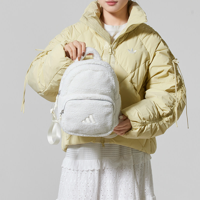 Adidas阿迪达斯官方正品双肩包女包2025夏季新款毛绒感休闲