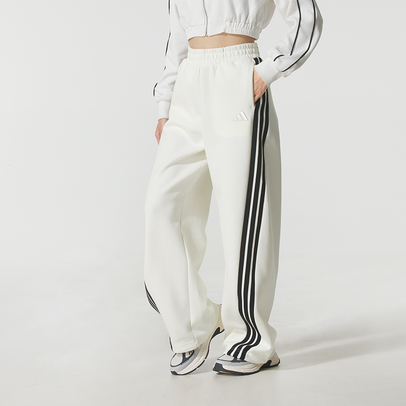 阿迪达斯长裤女裤2025新款宽松运动裤S KN BANANA PN三条纹直筒裤
