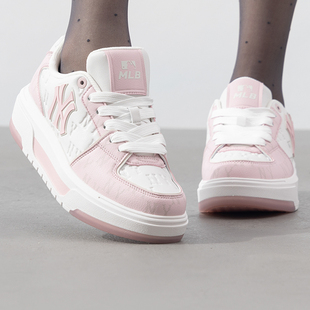 板鞋 运动鞋 2025新款 子NY厚底休闲鞋 3ASXM075N 鞋 MLB官网粉色女鞋