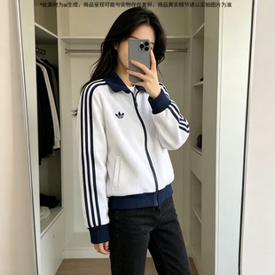 Adidas阿迪达斯三叶草外套女款官方正品2026秋季新款宽松针织夹克