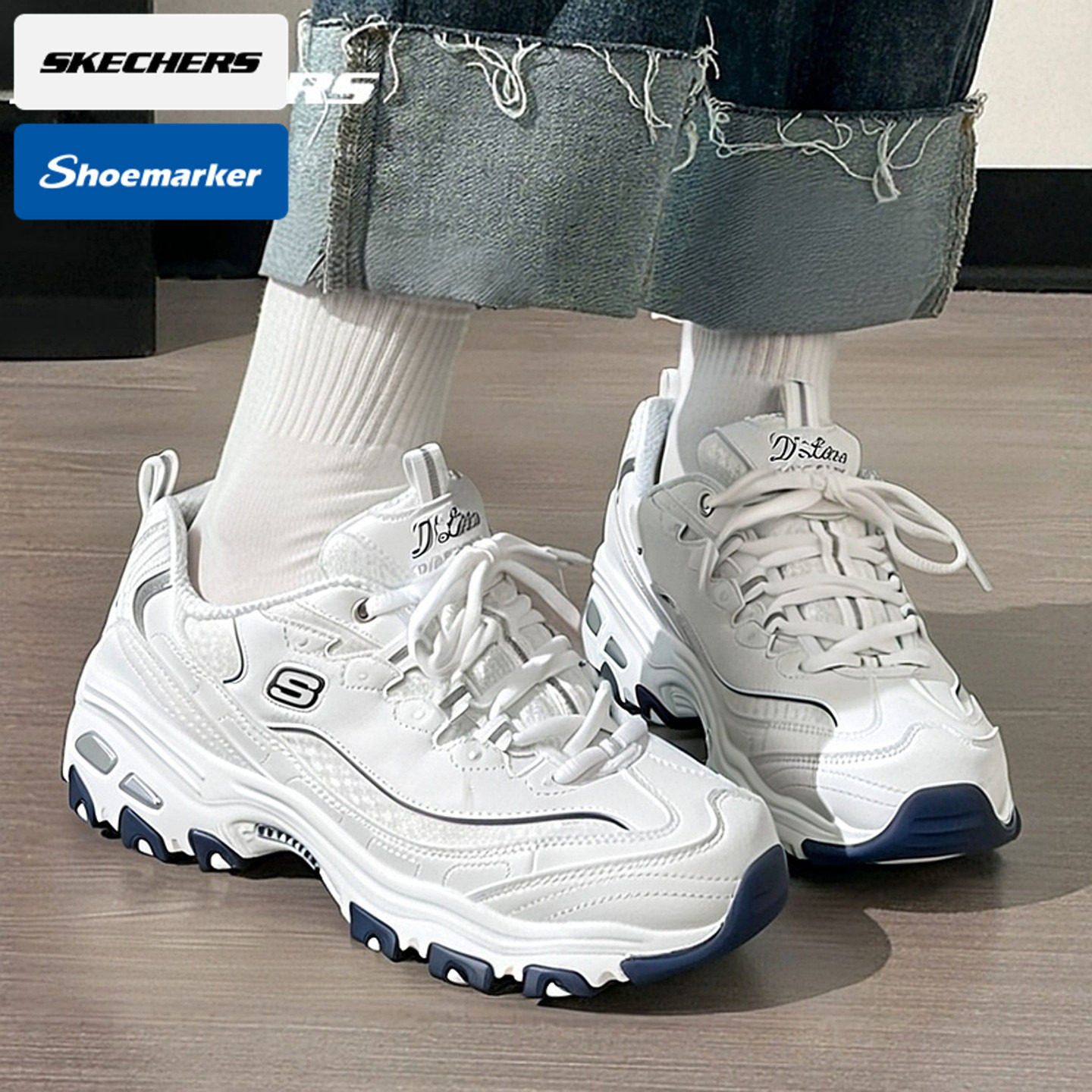 斯凯奇女鞋熊猫鞋2026春季新款时尚舒适老爹鞋厚底显高透气小白鞋