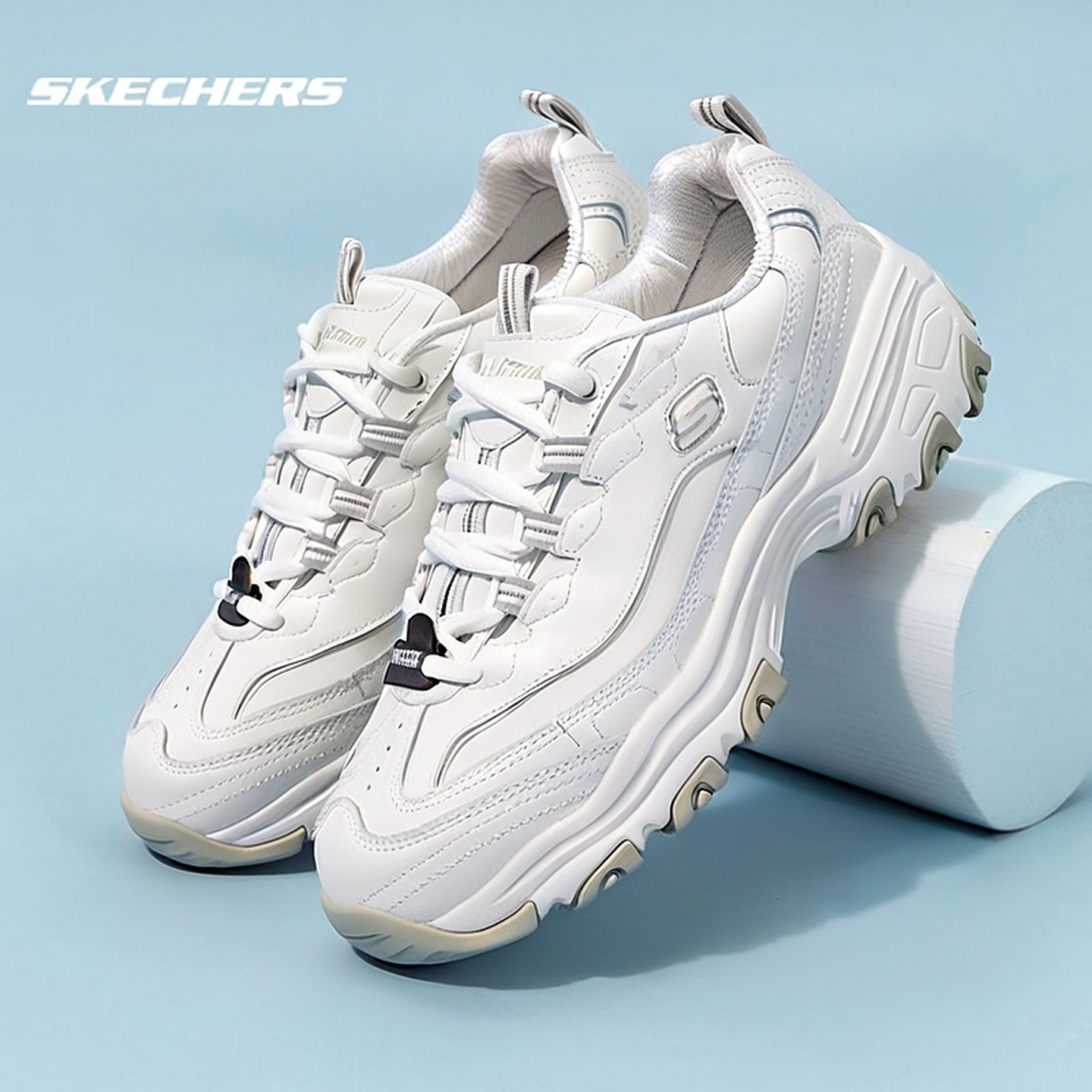 斯凯奇女鞋熊猫鞋官网旗舰店舒适运动鞋厚底休闲老爹鞋简约小白鞋