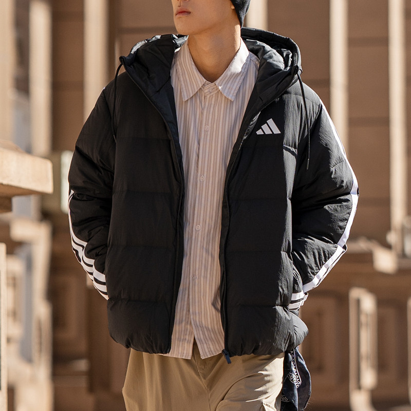 Adidas阿迪达斯羽绒服男款25冬季新款连帽款防寒保暖羽绒外套外套