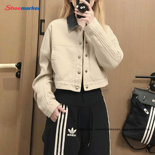 Adidas阿迪达斯三叶草女装2026夏季新款运动服帆布翻领夹克KE1069