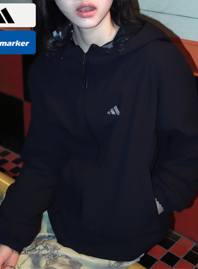 Adidas阿迪达斯加绒连帽外套女款2025冬季新款运动休闲夹克KS2807