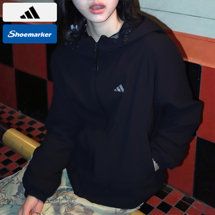 Adidas阿迪达斯加绒连帽外套女款2025冬季新款运动休闲夹克KS2807