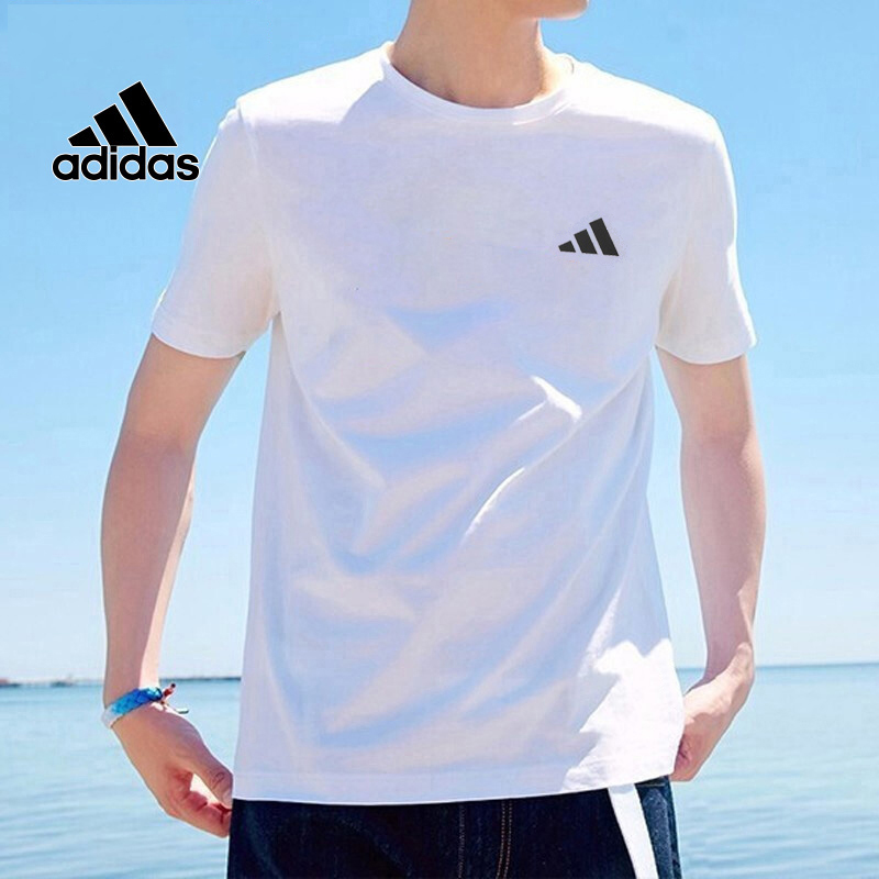 Adidas阿迪达斯官网男士短袖2025夏季新款运动服透气半袖白色T恤