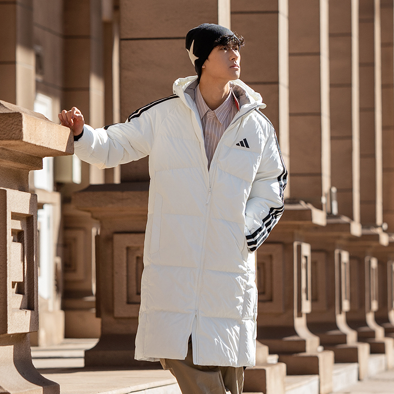 阿迪达斯中长款羽绒服男装 25冬新款运动服防风加厚保暖时尚外套