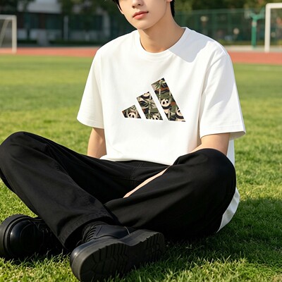阿迪达斯正牌男子上衣26夏季新款白色全棉短袖T恤休闲上衣KB4850
