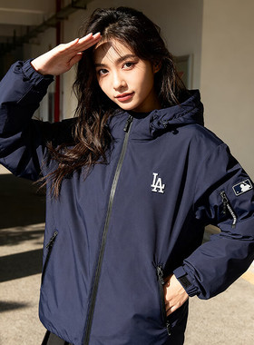 MLB羽绒服男女装2025冬季新款保暖蓝色运动服宽松外套3ADJB0156