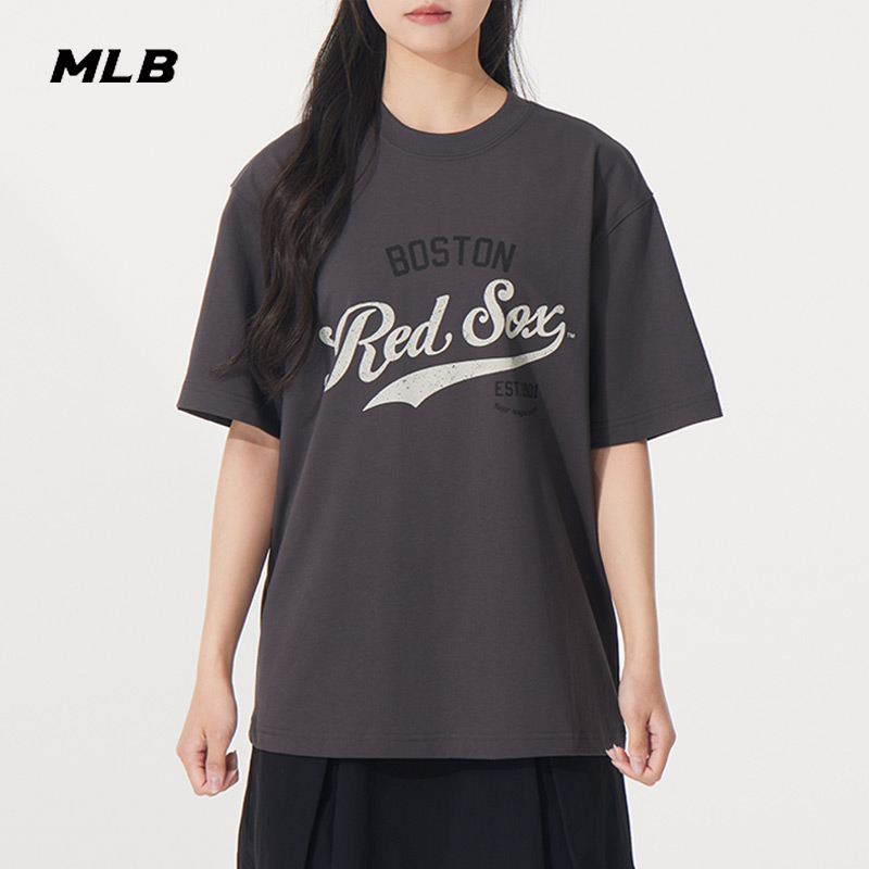 MLB官方宽松T恤男女装2025秋季新款运动服短袖透气半袖3ATSV0553