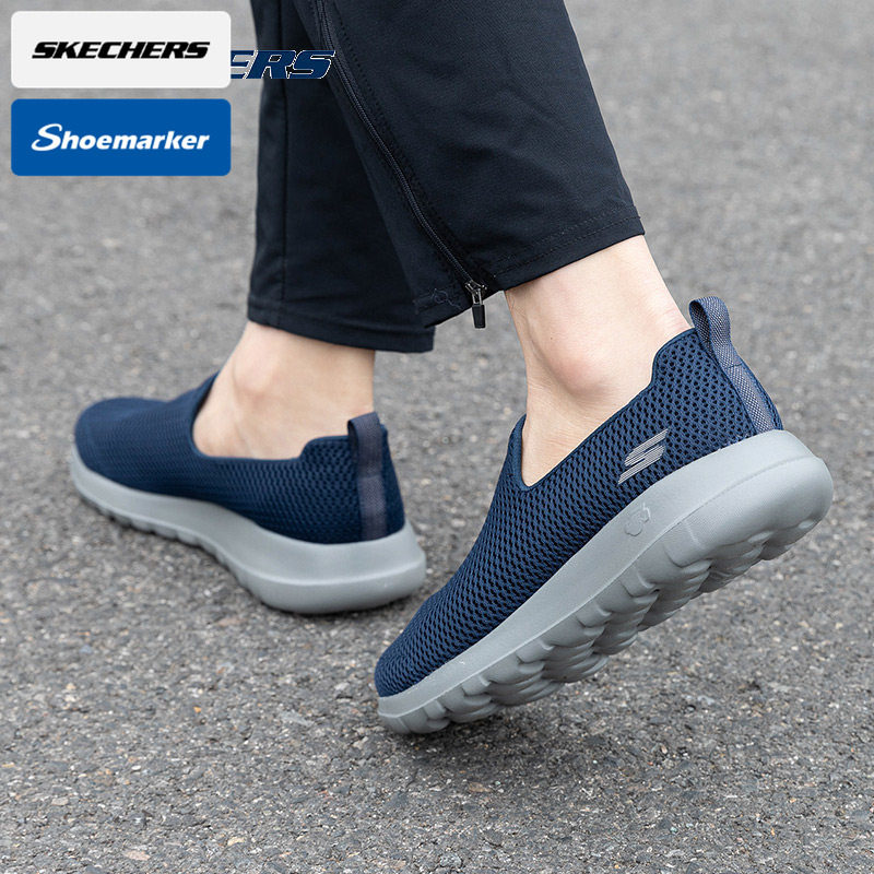 斯凯奇男鞋官方旗店一脚穿健步鞋春季网面透气运动鞋老人爸爸鞋男