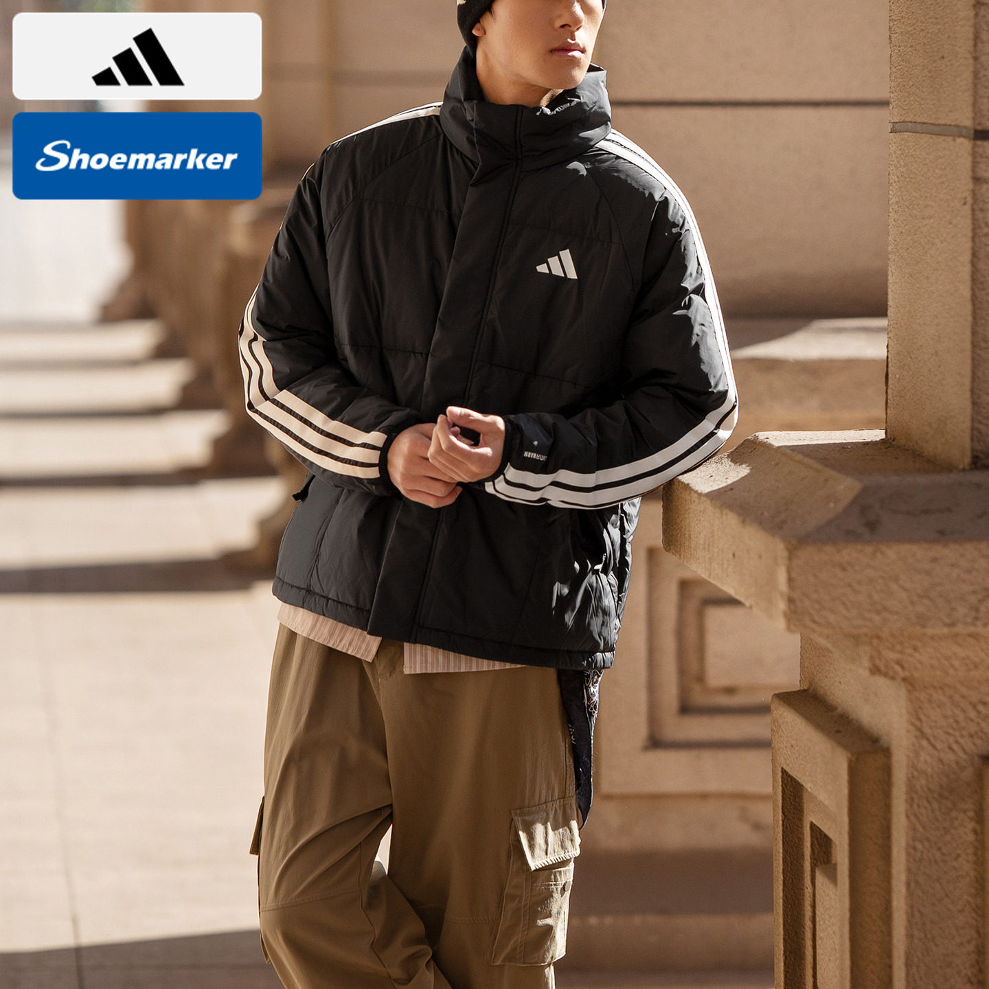 阿迪达斯官方正品羽绒服男装2025春季新款保暖运动服加厚休闲外套