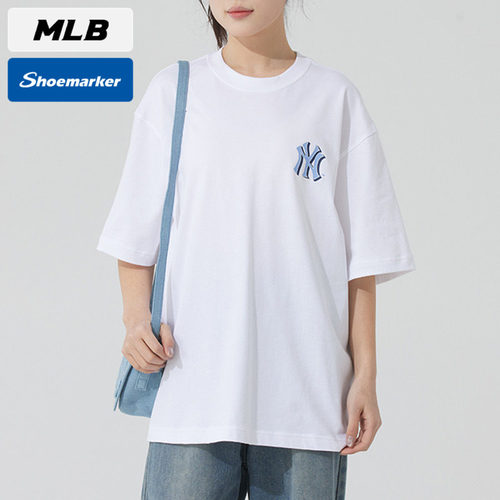 MLB官方NY老花短袖男女装2025春季新款运动半袖宽松T恤3ATSM2153