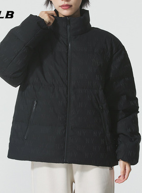 MLB情侣保暖羽绒服男女装2025冬季新款NY黑色立领运动服3ADJM0356