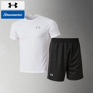 男款 T恤跑步健身短裤 正品 快干短袖 两件套男 春季 UA安德玛运动套装