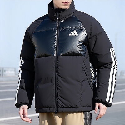 Adidas阿迪达斯羽绒服男款短款25冬季款加厚防风保暖黑色羽绒外套