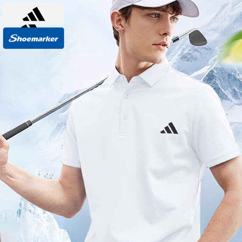 阿迪达斯官网polo衫商务休闲男士短袖透气速干运动服白色男装体恤