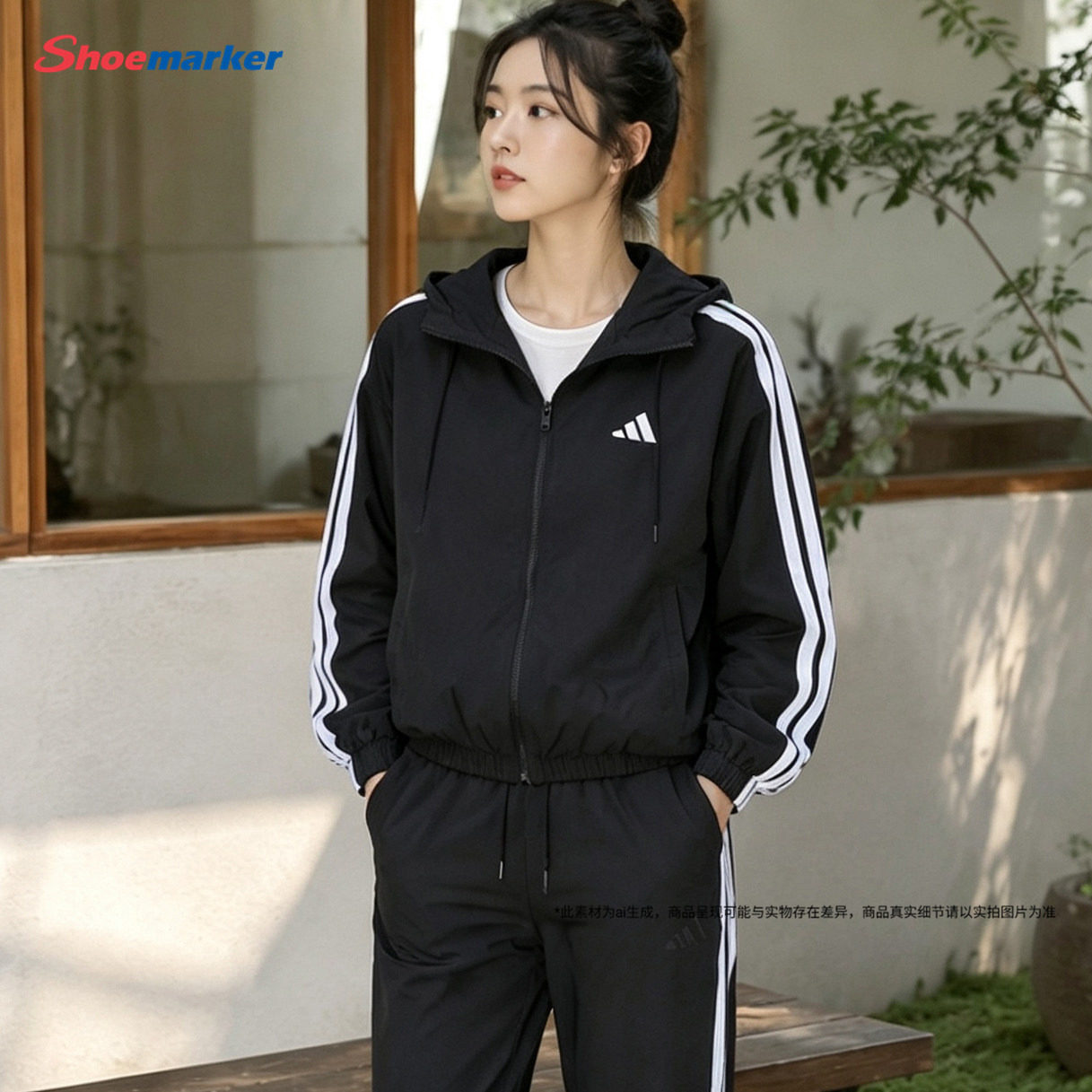 Adidas阿迪达斯女装外套官方正品2026新款春秋连帽夹克运动休闲服