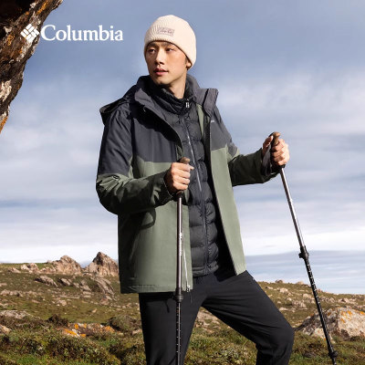 哥伦比亚2025秋冬新品男款外套700蓬鸭绒内胆三合一冲锋衣WE6671