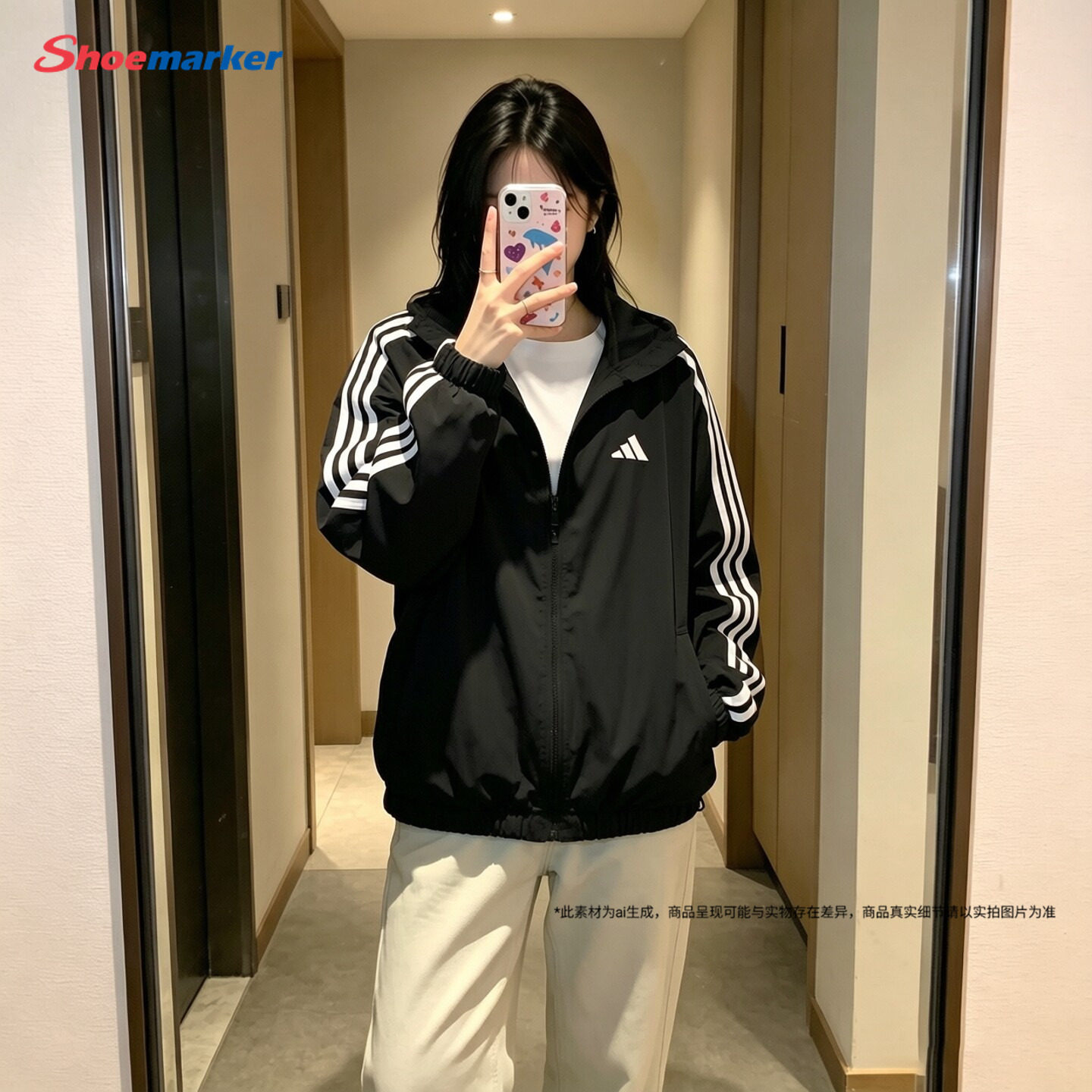 Adidas阿迪达斯正品运动服女款秋季新款梭织夹克宽松休闲上衣外套